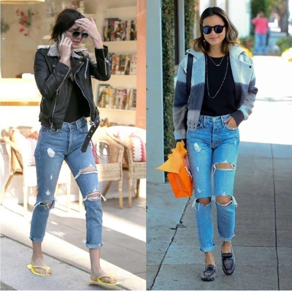 GRLFRND Karolina High-Rise Slashed Jeans A Little More Love Distressed Raw Hem - Picture 16 of 16